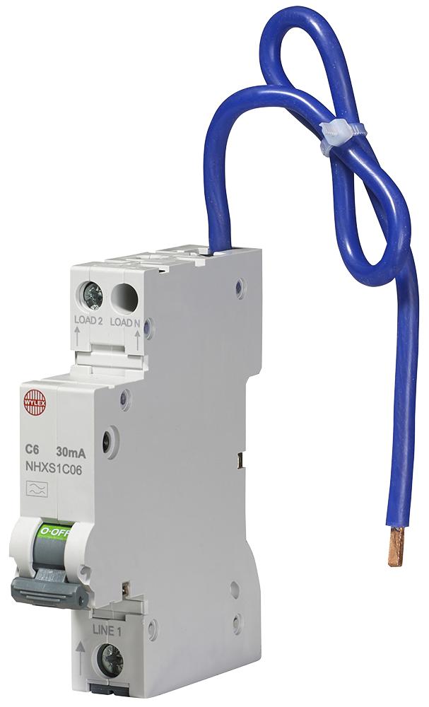 NHXS1C06 6A 30MA RCBO SINGLE MODULE C CURVE WYLEX
