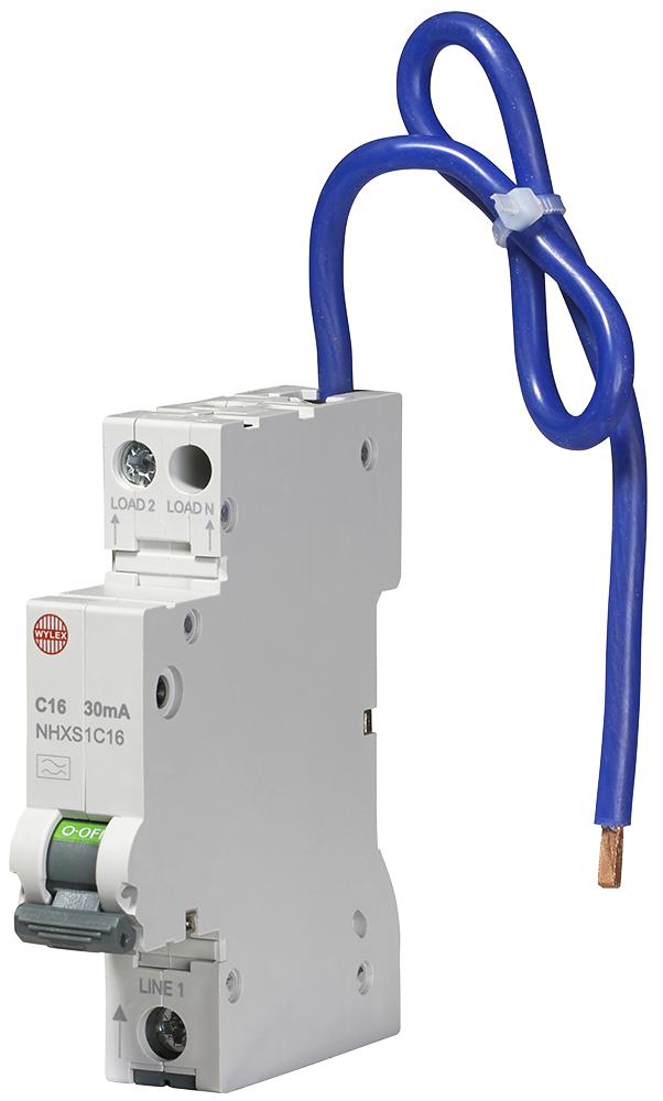 NHXS1C16 16A 30MA RCBO SINGLE MODULE C CURVE WYLEX