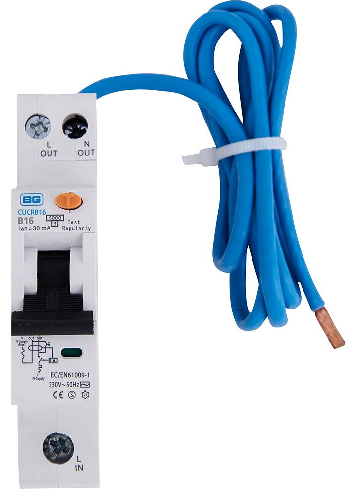 CUCRB16-01 COMPACT RCBO, TYPE AC, B CURVE, 16A BG ELECTRICAL