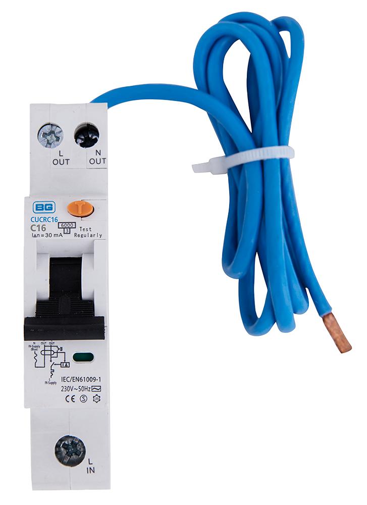 CUCRC16-01 COMPACT RCBO, TYPE AC, C CURVE, 16A BG ELECTRICAL