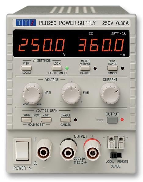 PLH250P PSU, 1CH, 250V, 360MA, ADJUSTABLE AIM-TTI INSTRUMENTS