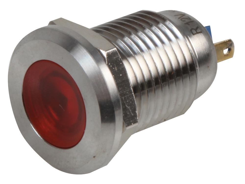 RJS01-12I-170P-R-BS-12V-67J LED INDICATOR, 12MM FLAT RED 12V BR/ST RJS ELECTRONICS