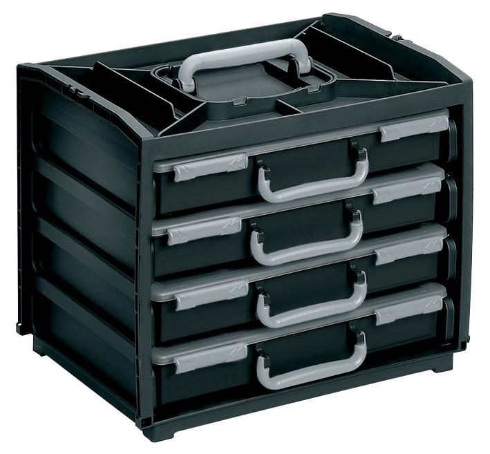 2069937 HANDYBOX, WITH 4 ASSORTERS, BLK/SIL RAACO