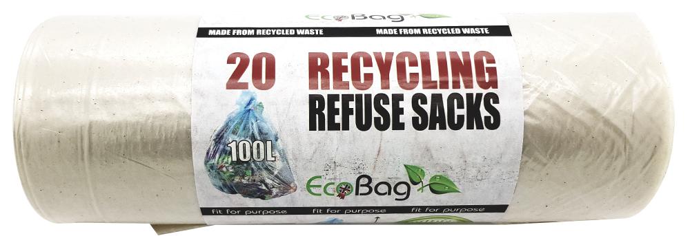 232 20 CLEAR RECYCLING SACKS - 100L, PK20 ECOBAG
