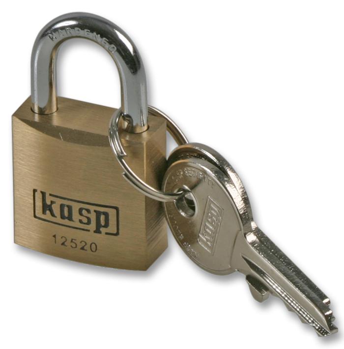 K12520 PADLOCK, BRASS PREM, 20MM KASP SECURITY