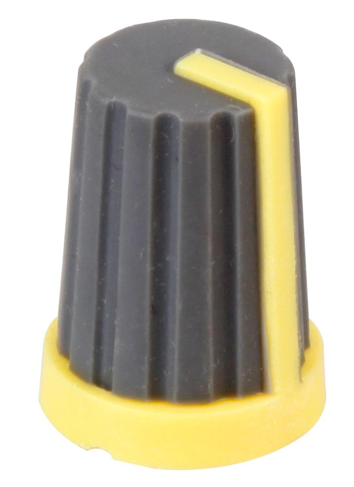 CR-MS-2 KNOB, SOFT TOUCH, SPLINED SHAFT, YEL MULTICOMP