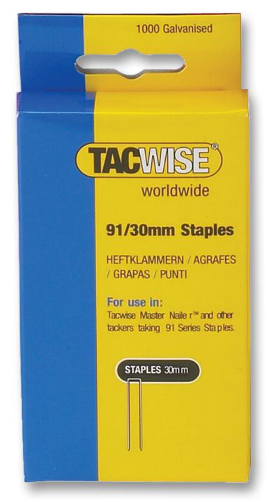 0286 STAPLES, 91/30MM (PK 1,000) TACWISE PLC