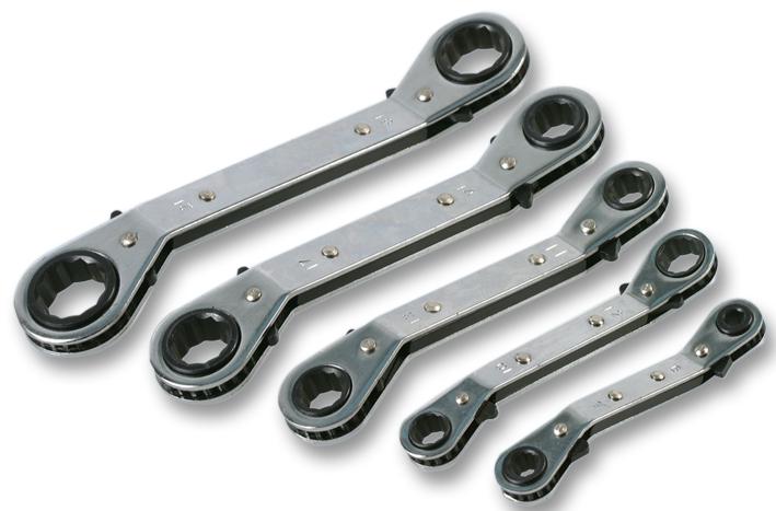 D00227 SPANNER SET, OFFSET RATCHET, METRIC, 5PC DURATOOL