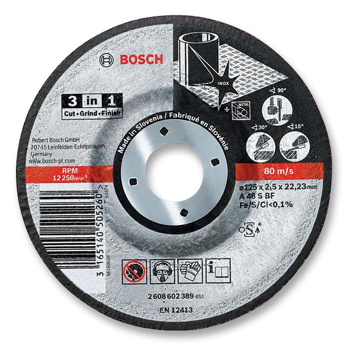 2608602389 GRINDING DISC, INOX 125X2.5X22.23MM BOSCH