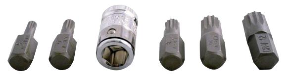 592 SPLINE BIT SET, 3/8 IND, 6PC LASER