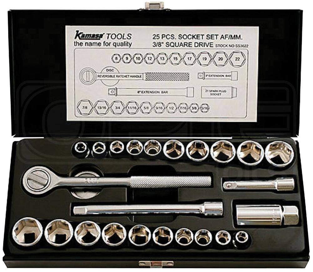 SS3622 25 PCE 3/8" DRIVE SKT SET KAMASA TOOLS