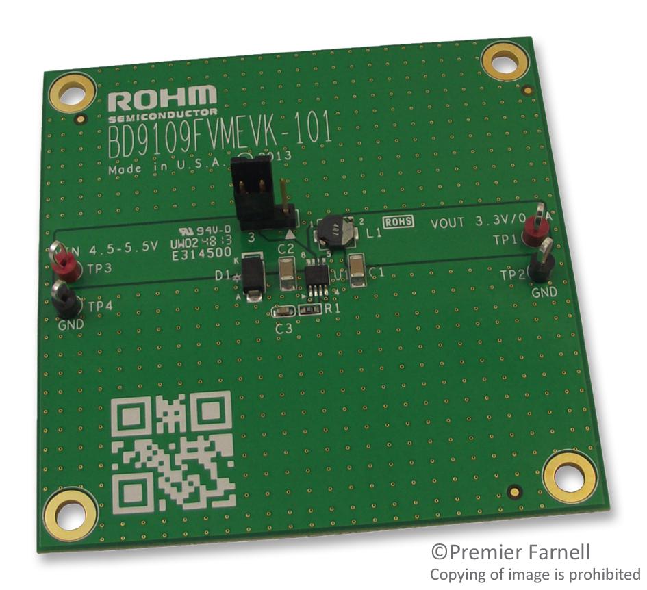 ROHM Power Management - DC / DC BD9109FVMEVK-101 EVALUATION BOARD, BUCK CONVERTER ROHM 2423013 BD9109FVMEVK-101