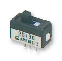 25136NLDH - Slide Switch, SPDT, On-On, Through Hole, 25000N, 100 mA, 250 V - APEM