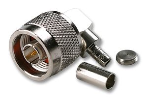 N1112B1-001-NT3G-1-50 - RF / Coaxial Connector, N Coaxial, Right Angle Plug, Crimp, 50 ohm, RG58, RG58C, Brass - AMPHENOL RF