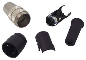 09 0301 00 02 - Circular Connector, 680 Series, Cable Mount Plug, 2 Contacts, Solder Pin, Nylon (Polyamide) Body - BINDER