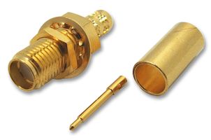 RSMA6411A1-3GT50G-1-50 - RF / Coaxial Connector, SMA RP Coaxial, Straight Bulkhead Jack, Crimp, 50 ohm, RG58, RG58C, Brass - AMPHENOL RF