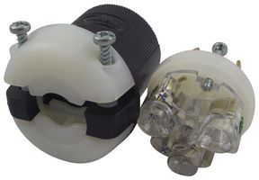 HBL2621 - Power Entry Connector, Power Entry, 30 A, Black, White, Nylon (Polyamide) Body, 250 V - HUBBELL WIRING DEVICES