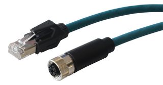 PXPTPU12FBF08XRJ050PU - Sensor Cable, Cat6a, RJ45 Plug, M12 Receptacle, 8 Positions, 5 m, 16.4 ft, Buccaneer M12 X Coding - BULGIN LIMITED