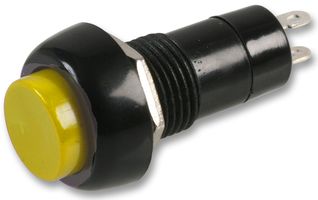 MCPS25B-5 - Pushbutton Switch, 12 mm, SPST, (On)-Off, Round Raised, Yellow - MULTICOMP PRO