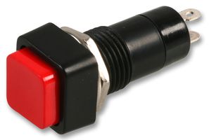 MCPS23B-3 - Pushbutton Switch, 12 mm, SPST, (On)-Off, Square Raised, Red - MULTICOMP PRO
