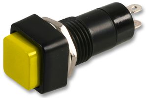 MCPS23B-5 - Pushbutton Switch, 12 mm, SPST, (On)-Off, Square Raised, Yellow - MULTICOMP PRO
