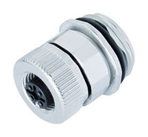 99-0434-500-05 - Sensor Connector, 713/763 Series, M12, Female, 5 Positions, Screw Socket, Straight Panel Mount - BINDER