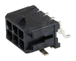 43045-0610 - Pin Header, Power, 3 mm, 2 Rows, 6 Contacts, Surface Mount Right Angle, Micro-Fit 3.0 43045 - MOLEX