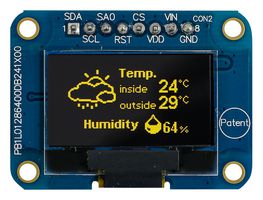 MDOB128064VV-YM - Graphic OLED, 128 x 64 Pixels, Yellow on Black, 3V, I2C, SPI, 38mm x 28.5mm, -40 °C - MIDAS