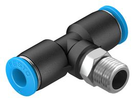 153107 - Pneumatic Fitting, Push-In T-Fitting, R1/8, 14 bar, 6 mm, PBT (Polybutylene Terephthalate), QST - FESTO