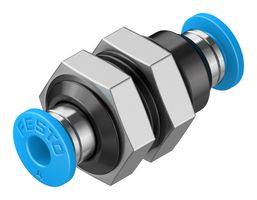 153157 - Pneumatic Fitting, Push-In Bulkhead Fitting, M12, 14 bar, 4 mm, Brass, QSS - FESTO