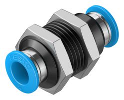 153159 - Pneumatic Fitting, Push-In Bulkhead Fitting, M16, 14 bar, 8 mm, Brass, QSS - FESTO