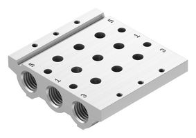 VABM-L1-14S-G14-3 - Manifold Rail, 3 Outlet, G1/4, VABM Series, VUVG-S14 Solenoid/G1/8 In-Line Valves - FESTO