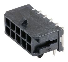 43045-1002 - Pin Header, Power, Wire-to-Board, 3mm, 2 Rows, 10 Contacts, Through Hole Right Angle - MOLEX