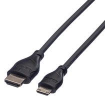 11.44.5580 - Audio / Video Cable Assembly, HDMI Type A Plug, Mini HDMI Type C Plug, 6.6 ft, 2 m, Black - ROLINE