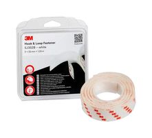 SJ352B, WHITE, 1.25M X 25MM - Tape, Hook & Loop, SJ352B Series, 1.25m Roll Length, 25mm Tape Width, White - 3M