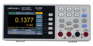 MP730889 - Bench Digital Multimeter, 4.5, RS232, USB, 10 A, 750 V, 50 Mohm - MULTICOMP PRO