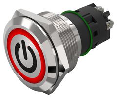 82-6152.1114.B002 - Vandal Resistant Switch, Standby, 82 Series, 22 mm, SPDT, Momentary, Round Flat Flush, Natural - EAO