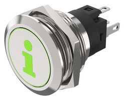 82-6151.1AA4.B004 - Vandal Resistant Switch, Info, 82 Series, 22 mm, SPDT, Momentary, Round Flat Flush, Natural - EAO