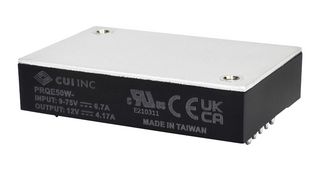 PRQE50W-E12-S48-D - Isolated Through Hole DC/DC Converter, ITE & Railway, 50 W, 1 Output, 48 V, 1.05 A - CUI