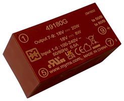 49180G - AC/DC PCB Mount Power Supply (PSU), ITE, Household & Transformers, 1 Output, 20 W, 18 VDC - MYRRA