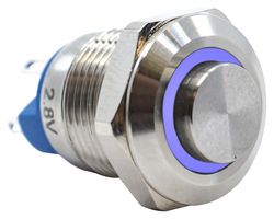 PV0H240SS-341 - Vandal Resistant Switch, PV0 Series, 12 mm, SPST-NO DM, Off-(On), Round Raised, Natural - E-SWITCH