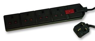 EXS13/42 Black Power Outlet Strip, 4 Outlet, 2m, 240V Permaplug