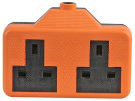 0139-OR DOUILLE, EXTENSION, 2VOIES, CAOUTCHOUC, ORANGE PRO ELEC