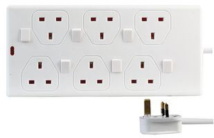 PEL00031 Extension Lead 6g IND SW WHT 5m Pro Elec