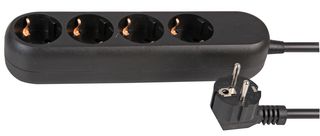 PEL01295 Extension Lead Schuko 4 Gang 10m Black Pro Elec