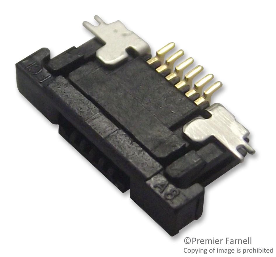 AMPHENOL ICC FFC/FPC SFV6R-1STE1HLF CONNECTOR, FFC/FPC, 6POS, 1 ROW, 0.5MM AMPHENOL ICC 2886163 SFV6R-1STE1HLF