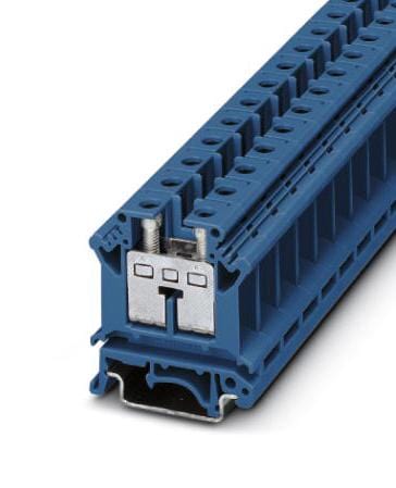 PHOENIX CONTACT DIN Rail Mount UIK 16 BU DINRAIL TERMINAL BLOCK, 2WAY, 4AWG, BLU PHOENIX CONTACT 3241143 UIK 16 BU