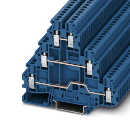 PHOENIX CONTACT DIN Rail Mount UT 2,5-3L BU DINRAIL TERMINAL BLOCK, 6WAY, 12AWG, BLU PHOENIX CONTACT 3241224 UT 2,5-3L BU
