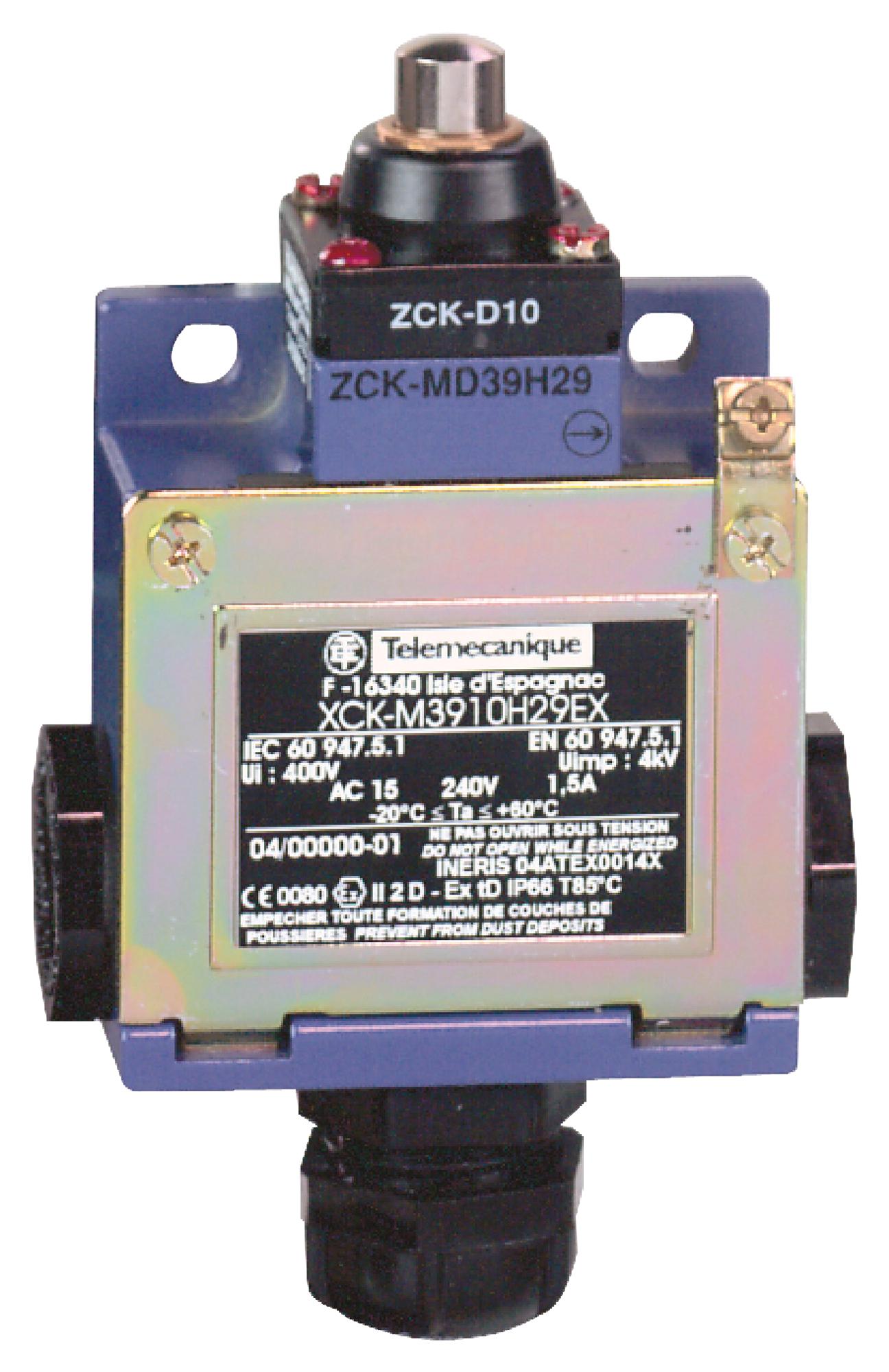 SCHNEIDER ELECTRIC Limit Switch XCKM3910H29EX LIMIT SW, PLUNGER, DPST-NC/SPST-NO, 1.5A SCHNEIDER ELECTRIC 3107727 XCKM3910H29EX